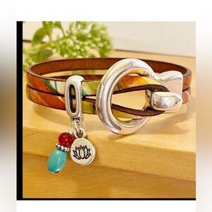 Bohemian Leather Wrap Bracelet with Silver Buckle Clasp